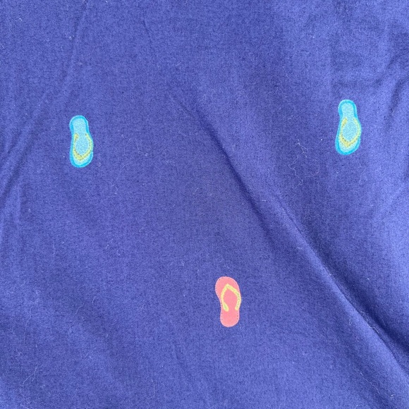 DASH WOMENS NAVY POPLIN FLIP FLOP PRINT SANDAL FLAT FRONT SHORTS - Picture 3 of 4